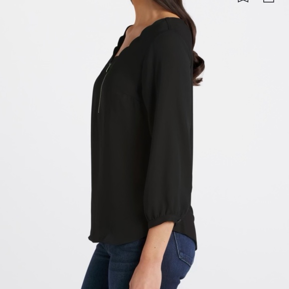 Fia Scallop Detail Mixed Material Blouse Stitch Fix - Picture 3 of 3